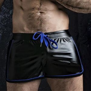Herr shorts herrgymhyeah 2022 säljer män sport sexig imitation läder snabb torr korta byxor homme casual boxer m-3xl