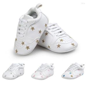 First Walkers Babyschuhe für Jungen und Mädchen, bedruckt, Herz und Stern, Kleinkind-Sneaker, PU, weiche rutschfeste Sohle, 0–18 Monate