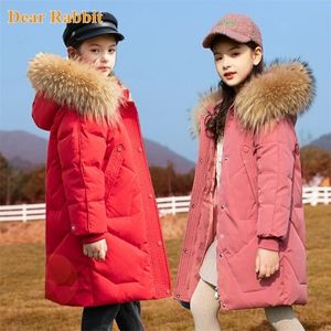 Down Coat Kids Overcoat Winter Girls Clothing Warm Down Jacket For Girl Clothes Parka Real päls huva barn ytterkläder kappa snöar 221007