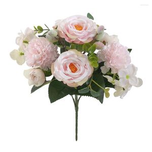 Fiori decorativi Rose finte Bouquet artificiale 50g Casa Soggiorno Puntelli in filo metallico Festa di compleanno Decorazione di nozze Mazzi romantici