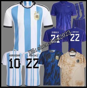 Fans player Version 2022 2023 Argentina soccer Jerseys 22 23 MESSIS MAC ALLISTER DYBALA DI MARIA MARTINEZ DE PAUL MARADONA National Team Adult kit Men football shirt