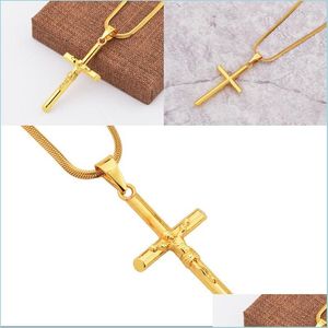 H￤nge halsband Jesus Cylinder Cross Pendant Halsband Kvinnor M￤n g￥vor Minimalistiska smycken Charms Electropated Alloy Chain Drop Deli DH07E