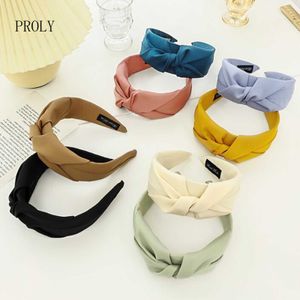 Headbands PROLY New Fashion Women Hair Accessories Wide Side Solid Color Hairband Center Cross Knot Turban Adult Headband Wholesale T221007
