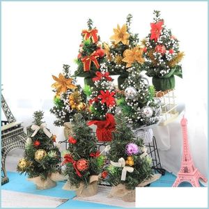Decoraciones navideñas Feliz Navidad Tree Artificial Mini Market Desktop Ornaments Diy Decoraciones para el hogar Crafts Regalo Pine Trees Party Dhknn