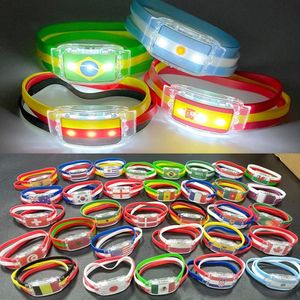 National Flag LED Silicone Bracelet Party Favors Soccer Fan Light Up Wristband Sprots Rave Glowing Gift