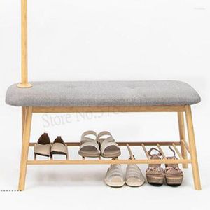 Clothing Storage Solid Wood Shoe Bench Rack Multi-functional Hanger Floor Cabinet Door Entrance