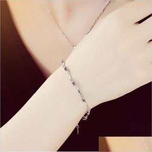 Charm Bracelets 925 Sterling Sier New Bracelet Four Feet Eight Female Models Crystal Cute Fashion Wild Retro Jewelry Super Flash 500 Dhlm8