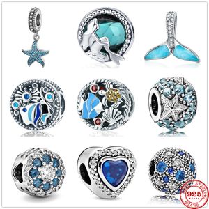 925 STERLING SLATER Dangle Charm Mulheres Mertes de Alta qualidade Presente de jóias Atacado Verão Novo Sereia Ocean Ocean Penfish Pingente Pingente Fit Pandora Bracelet Diy