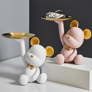 Annan heminredning Nordic Bear Storage Tray Creative Figures Ornament Living Room Porch Desk Harts ation Keys Candy 221007