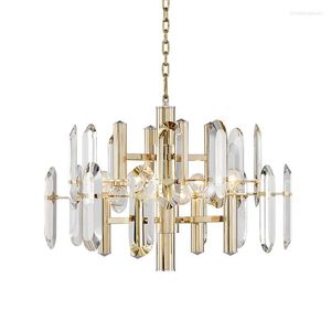 Chandeliers Led E14 Postmodern Crystal Iron Gold Chandelier Lighting Lustre Suspension Luminaire Lampen For Foyer