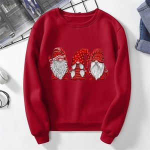 Bluzy bluzy damskie Bluzy Bożego Narodzenia pary pasujące do uroczego nadruku Świętego Mikołaja HARAJUKU LONG SLEEVE TOPS PULLOVERS Sudadera 221007