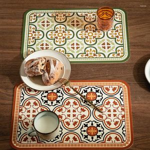 Maty stołowe retro lekka luksusowa skórzana klacze domowe dekoracja kuchni romantyczna zachodnia mata na żywność i izolacja miska miska miska