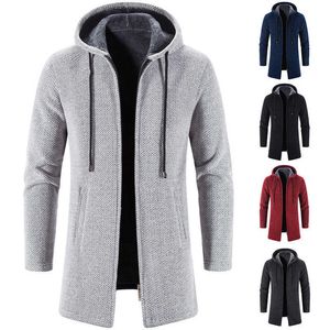 Sweaters Coat Autumn Winter New Hot Warm Zipper Medium Long Cardigan Man Casual Knitwear Sweatercoat Male Clothes Y2210