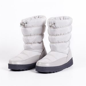 Botas impermeabilizadas femininas casuais de pelúcia de pelúcia com sapatos de plataforma Shones Snow feminino Midcalf 221007