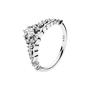 Fairy Tale Tiara Wishbone Ring Women Girls 925 Sterling Silver Wedding Jewelry com caixa original para Pandora CZ Diamond noivado Presentes Crown Rings