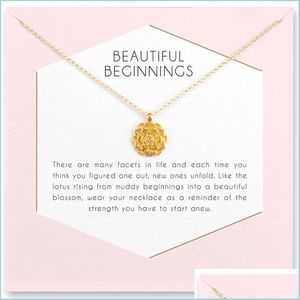 Pendant Necklaces Beautif Beginnings Flower Crystal Pendant Necklace For Women Charm Jewelry Gold Sier Color Wish Card Cho Bdejewelry Dhqak