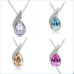 Pendant Necklaces Angel Wing Drop Necklace Austria Crystal Rhinestone With Platinum Plated Delivery 2021 Jewelry Necklaces Pendants Yy Dh2P9