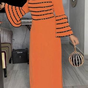 Casual Dresses Vonda Women Summer Party Sundress Vintage Tryckt kväll Long Maxi Dress Flare Sleeve Beach Vestido Robe Femme 221007