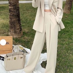 Женские костюмы Blazers Bella Women Office White Suit два часа брюшной элегантный пиджак Женский набор повседневной свободные брюки Куртка работа 221006