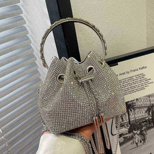 Luxury Pu Leather Women Handbags Bucket Bag High Quality Rhinestones Shoulder Bag Fashion Designer Female Small Crossbody Bags