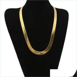 Chains 10Mm Wide Snake Bone Chain Yellow Gold Filled Men Statement Herringbone Necklace 60Cm 2072 Q2 Drop Delivery 2021 Jewelry Neckl Dhz0T