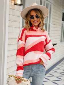 Women's Knits Tees Ladies Vintage Fashion Autumn Winter Sweater Women Loose Striped Pullover Casual Jumper Knitted Chic Women Sweaters Tops Female 221007