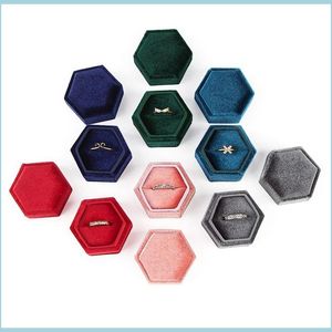 Supporto per gioielli Prodotto Hexagon Veet Ring Box Portagioielli con coperchio staccabile per fidanzamento di nozze 2745 T2 Drop Delivery 2 Dhncd