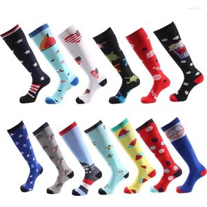 Men's Socks 2022 Men Compression Happy Cartoon Printed Pressure Support Nylon Outdoor Ventilation Sports 1PAIR