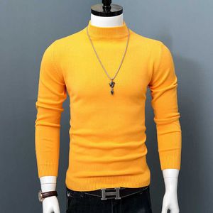 Maglioni 2022 Nuovi Uomini Autunno Inverno Coreano Puro Mezzo Dolcevita Pullover Maschile Sottile Caldo di Spessore di Cachemire Maglione Pullover N27 Y2210