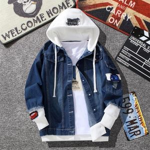 Herrjackor män denim jacka streetwear hip hop herre hooded jean jackets manlig casual ytterkläder höst vinter mode smal fit rock 221007