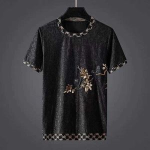 Men's T-Shirts Chinese wind dark jacquard dragon tattoo spend leisure men round collar loose big yards T-shirt male short-sleeved summer tide T221006