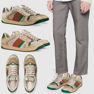 New Shoes Designers Sneakers Casual Shoe Beige Butter Dirty Running Vintage Red Green Web Stripe Luxurys Bi-Color Rubber Sole Classic Screener Fashion Sneaker