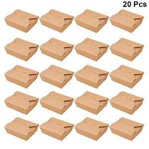 Einwegbecher Strohhalm 20pcs Kraft Papier Buntsbox Mahlzeiten zubereitete Behälter Food Takeout Boxen für Restaurant Home 221007