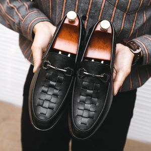 Braided Brogue Leather Oxford Shoes Vintage Old Metal Buckle Pointed Toe One Stirrup Men's Fashion Formal Casual Shoes Multi Sizes37-48