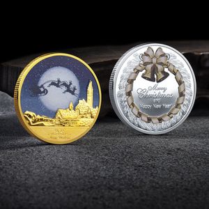 Christmas crafts Happy New Year new wishing commemorative coin santa claus memorial medal