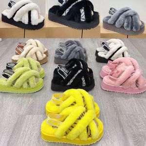 2022 Designer Women Bedroom Home wool Slides slippers Classic Luxury Fur Fluffy Furry Warm letters Sandals lady Autumn Winter Platform cross slippers Size shoe 35-43