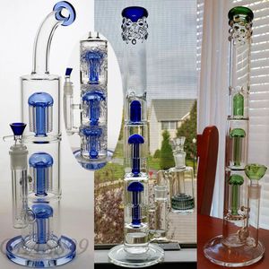 BIG Straight Hookahs Glass Bongs with Arm Tree Percs Matrix Percolator Water Pipe Boro Dab Rigs Thick Smoking Bubbler with 18mm Joint