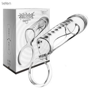 Leten Sleeve Extend Soft Cock Ring Male Penis Extension Sleeves Sex Toys for Men Dildo Sheath Delayed Ejaculation Training