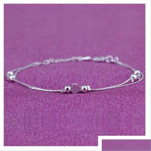 Бисерные пряди Bangles Strands Fashion 925 Sliver Jewelry Heart Charm Новые браслетные аксессуары Женщина мужчина ювелирные изделия браслеты 99 K2 dro dhs2n