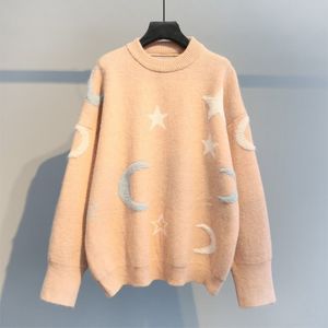 Damskie Krzyki Tees Zimowe ubranie damskie luźne swetry w paski drukowane nadmierne pulovery długotrwałe dla kobiety One w ciepłe streetwear 221007