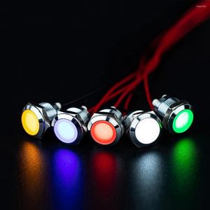 Anahtar 12/16/19mm Ball Kafa Su Geçirmez LED Metal Gösterge Işığı 3V 5V12V 24V 220V Pilot Lamba Telli