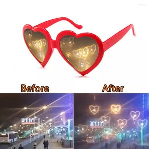 Zonnebrillen mode hartvormige speciaal effectglazen duurzaam kijken De lichten worden liefde beeld diffractie 's nachts unisex cadeaus