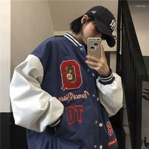M￤ns jackor herr vintage bj￶rn bokst￤ver basebolljacka kappa kvinnor ￶verdimensionerade 2022 v￥ren hajuku koreansk stil l￶s ytterkl￤der ins