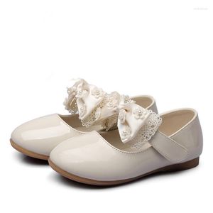 Flat Shoes Little Mabd Girls Leather Bowknot Child Kids Princess Cocktail Party для танцевальной свадьбы 2 3 4 5 6t