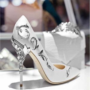 Kleiderschuhe Luxus Frauen weiße Punkte Schuhe Blume Absatz Hochzeit elegant Seidenmarke Design Ferse Ladies High Heels T220927