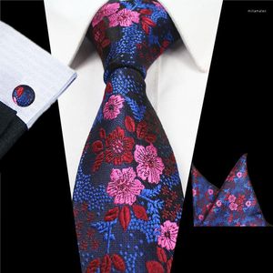 Bow Ties Varış Yüksek kaliteli 7 cm çiçek erkek boyun kravat setleri lüks çiçek cebi kareler nazik adam önemli günler aksesuarlar