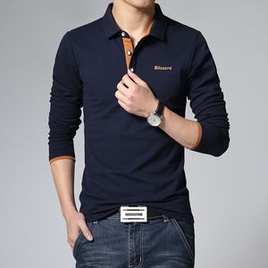 Men's Polos Casual Casual Camisa Men Carta de moda impressão longsleeve masculino de polo de chegada da marca de moda Polo Camisas Man Sale Slim Polos 221006