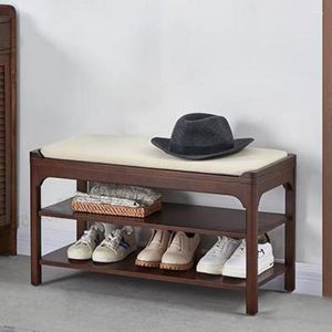 Clothing Storage All Solid Wood Shoe Bench Can Sit Double Rack Cabinet Log Door Entrance Porch Wear Stool Home Small Nordic