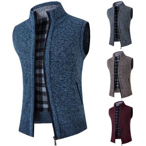 Sweaters Vest Autumn Winter New Solid Warm Zipper Sweatercoat Men Casual Knitwear Sleeveless Male Clothing Y2210