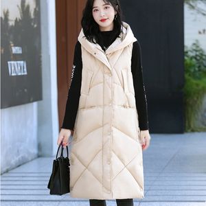 Kvinnors v￤star 0463 svart khaki beige long v￤st kappa kvinnor smal koreansk mode v￤st v￤st Kvinnlig ytterkl￤der kroppsvarare v￤st blixtl￥s varma 221007